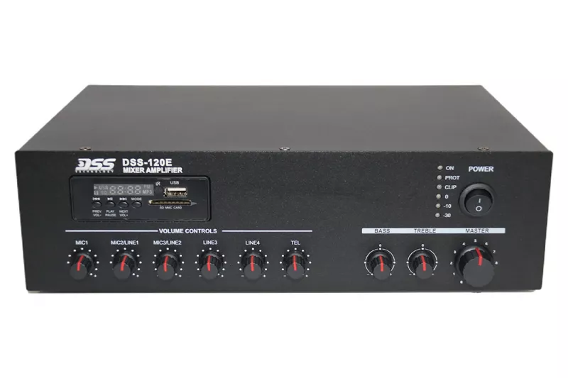 DSS-120E микшер-усилитель 120 Вт/100В, MP3, FM, Bluetooth, SD