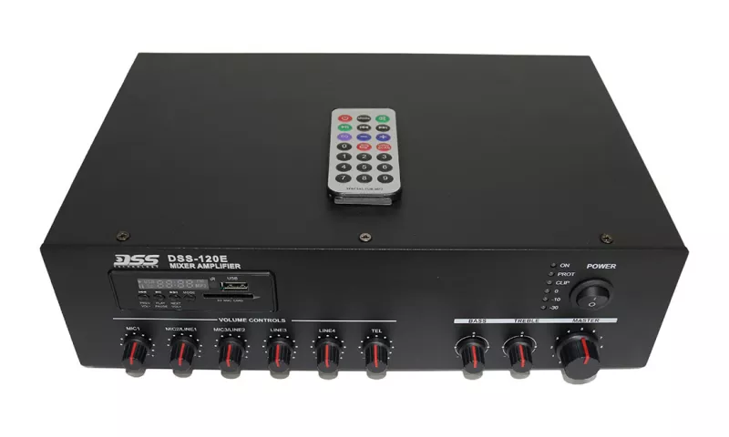 DSS-120E микшер-усилитель 120 Вт/100В, MP3, FM, Bluetooth, SD
