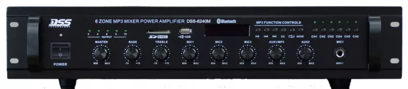 DSS-6240M микшер-усилитель MP3/FM, 240 Вт/100 В