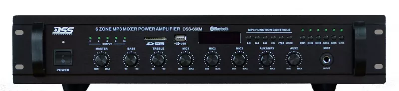DSS-660M микшер-усилитель MP3/FM, 60 Вт/100 В